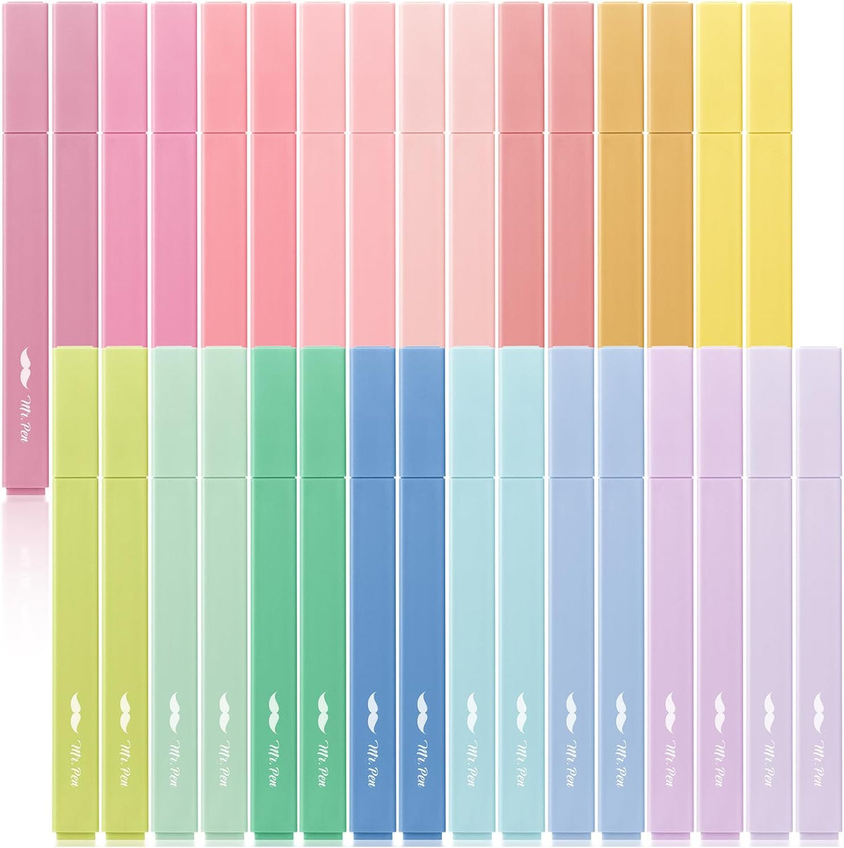 Mr. Pen Resaltadores Esteticos 96 Pack | Colores Pastel, Punta Biselada, Sin Traspaso | para Journaling y Estudio, Secado Rapido