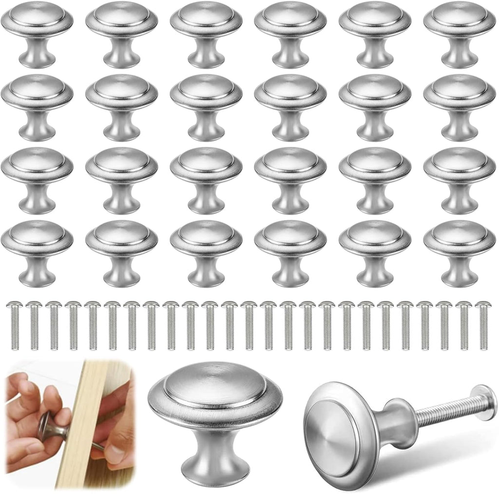 25 Piezas Pomos Armario de Acero Inoxidable, Tiradores de Cocina con | Tornillos, Puxadores para Moveis, Tiradores Muebles Baño, Tiradores Muebles, Tirador Armario para Armarios, Puertas, Cajones
