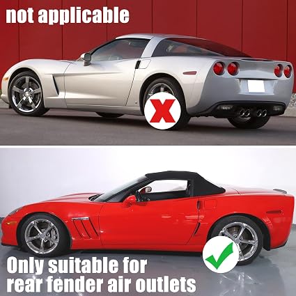 Cubierta Rejillas Laterales Guardabarros Compatible con Chevy Corvette C6 2005–2013 – Patrón Fibra de Carbono, Entrada de Aire, Spoiler Exterior