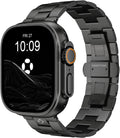 FiNESTONE CRNS03 Titanium Watch Band for Apple Watch Ultra 3/2/1 49mm & Series 11/10 46mm, Adjustable Link & Butterfly Clasp for Apple Watch Ultra Band, Premium Color Match Metal Band for Men, Black