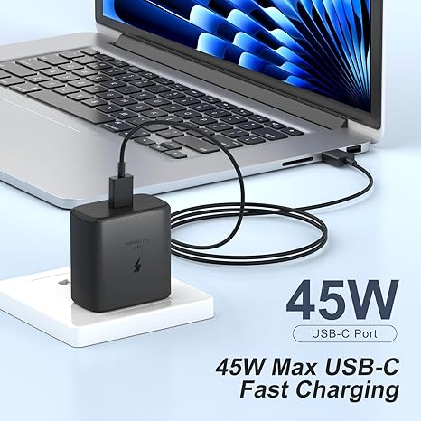 Cargador USB C de 45 W, bloque de carga súper rápida, cargador de pared tipo C, carga súper rápida 2.0 para Galaxy S26/S26 Ultra/S26+/S25/S25 Ultra/S25+/S24/S24 Ultra/S24+/S23/S23 Ultra/S23+/S22/Z plegable, paquete de 2