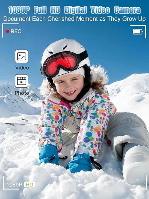 Cámara Digital para Niños 56MP FHD 1080P – Zoom 16x, Antivibrador, Tarjeta 32GB y Batería Incluida (Negro)
