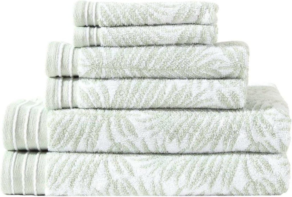 Tommy Bahama - Toallas de baño, toallas de algodón suaves y absorbentes, con certificación Oeko-Tex (Linear Palms Green, 6 piezas)