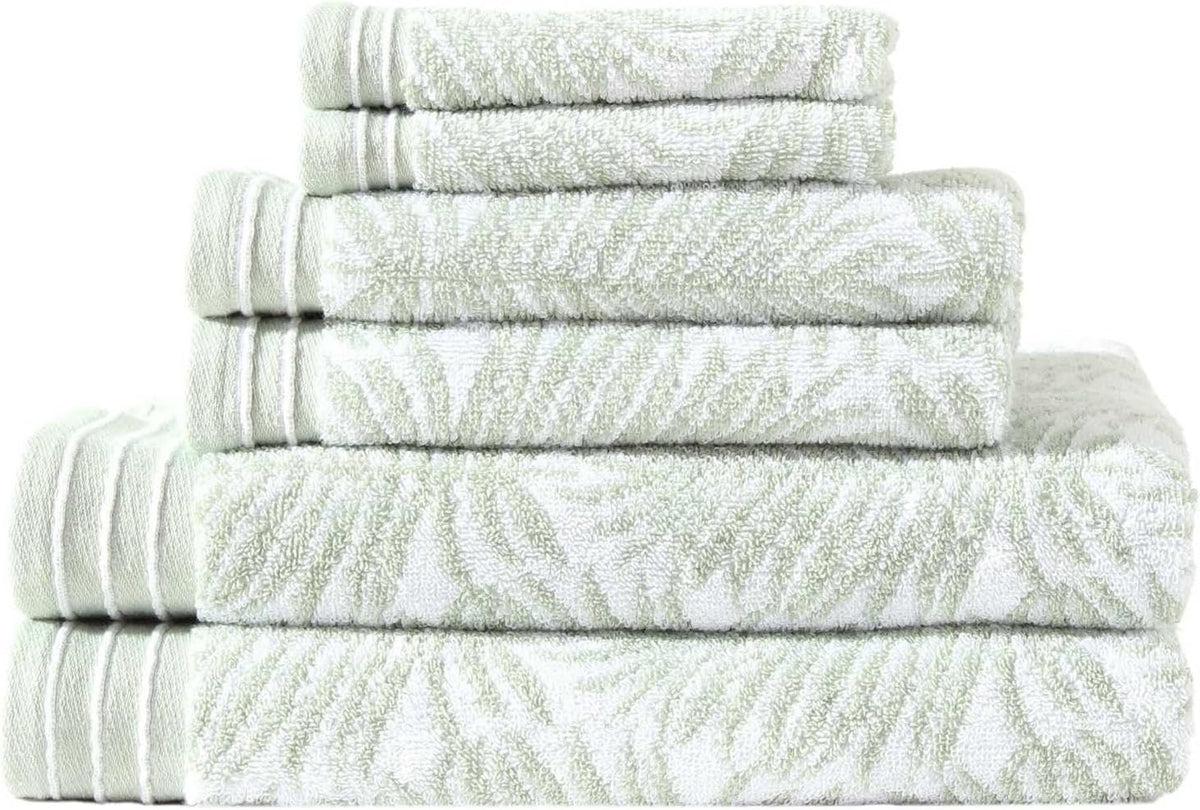 Tommy Bahama - Toallas de baño, toallas de algodón suaves y absorbentes, con certificación Oeko-Tex (Linear Palms Green, 6 piezas)