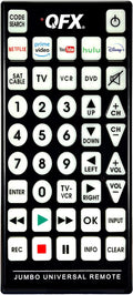 Control Remoto Universal QFX REM-115 8 en 1 | Grande y Jumbo | Para RCA, Sony, Philips, Samsung, GE, Panasonic, Sharp, Toshiba, LG, JVC y Más