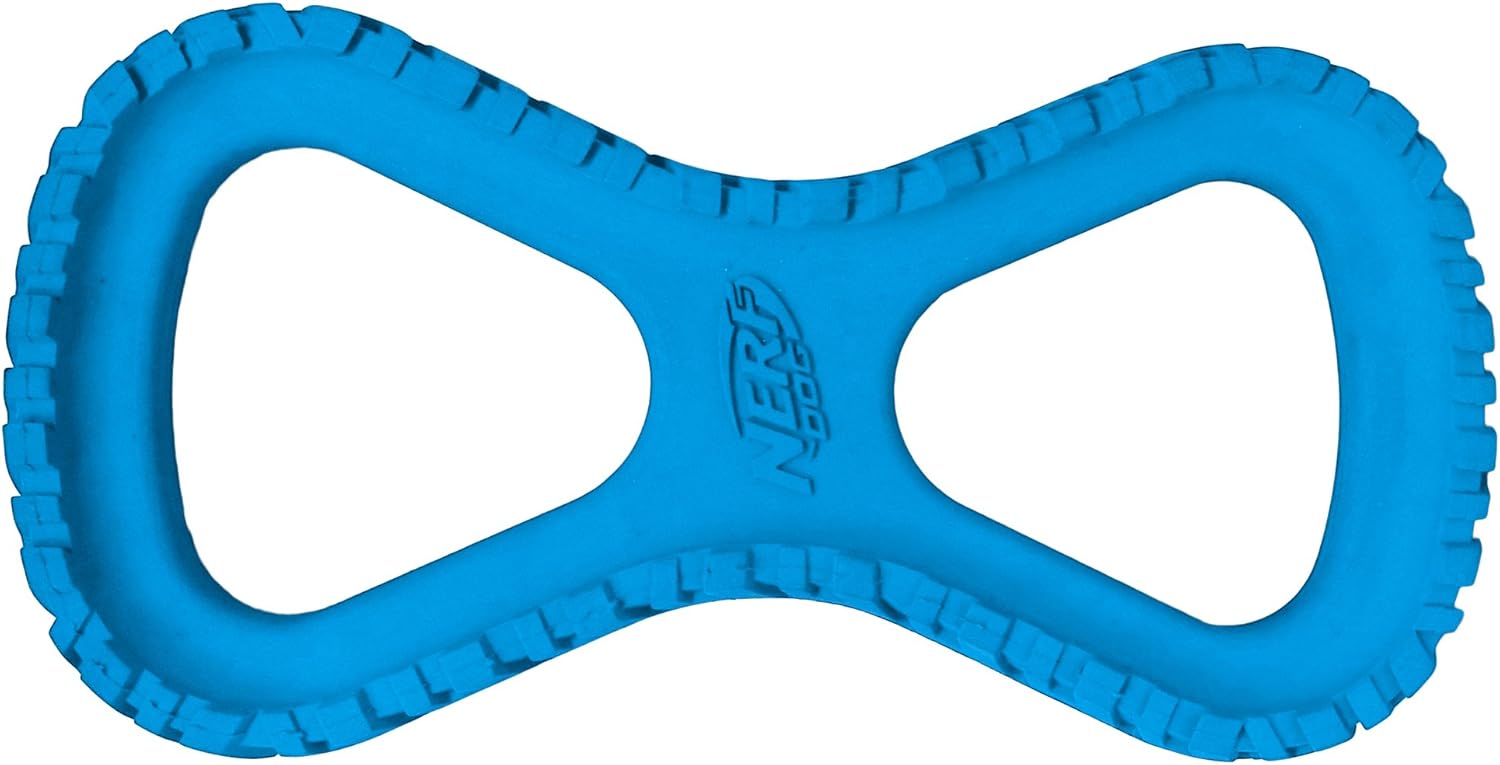 Nerf Dog Tire Infinity Tug - Juguete para perro, ligero, duradero y resistente al agua, 10 pulgadas, para razas medianas/grandes, una unidad, color azul