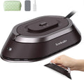 Newbealer Plancha de Viaje con Voltaje Global 100-240V | Mini Plancha Seca para Ropa (Sin Vapor) | 300W, Suela Cerámica Antiadherente | Café