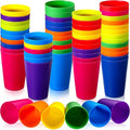 ⚠️ COLORES: MORADO, LILA, PAPAYA, VERDE CLARO, CELESTE, AZUL — 10 DE CADA UNO — Potchen 60 Vasos de Plástico Reutilizables 8.5oz para Niños