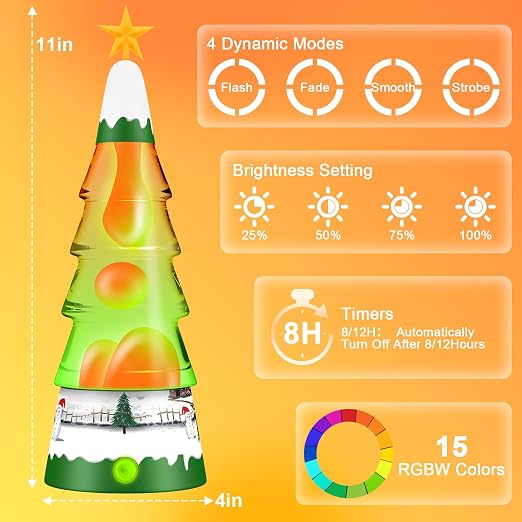 Lámpara Líquida LampGreen 30cm – Árbol de Navidad con 15 Colores y Control Remoto