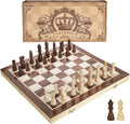 Juego de ajedrez magnético de madera AMEROUS de 38 cm (15 pulgadas) - 2 reinas adicionales - Tablero plegable - Ranuras para guardar las piezas, juego de ajedrez portátil hecho a mano para viajes - Juego de ajedrez para principiantes para niños de 6 años