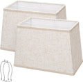 Juego de 2 pantallas de lámpara rectangulares, parte superior de 7 x 12.5 pulgadas, parte inferior de 9 x 15 pulgadas, altura 10 pulgadas, pantallas beige grandes para lámparas de mesa, lámparas de pie, reemplazo de pantalla de lámpara cuadrada, araña
