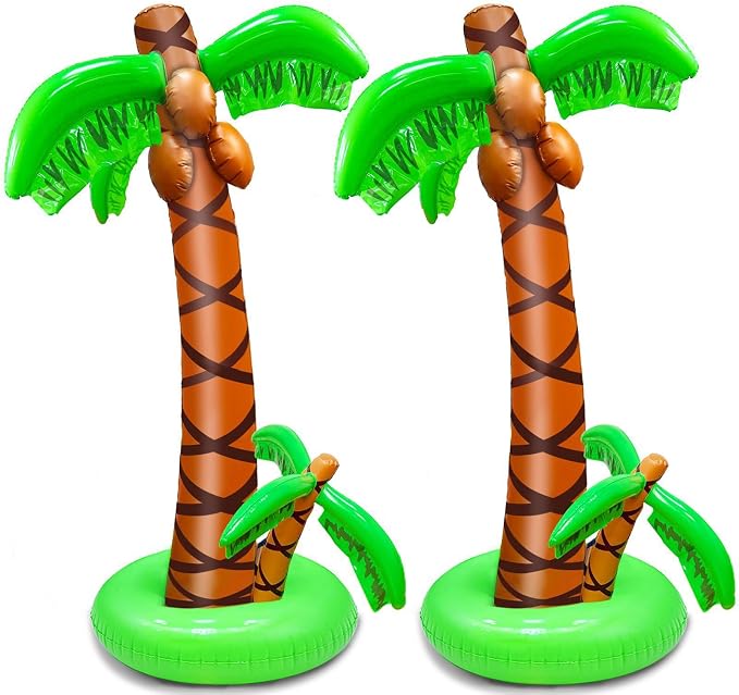 Palmeras Inflables Luau 5.5 Pies | Pack de 2 | Decoración Tropical Hawaiana Piscina y Fiesta
