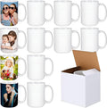 Juego de 12 Tazas de Sublimación 15 oz – Cerámica Blanca para Café y DIY (Falta 1 Taza, 1 Viene Estrellada)