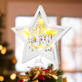 Beeveer Adorno para la Punta del Árbol de Reno de Navidad Iluminado de Madera Rústica Estrella del País de las Maravillas Decoración Blanca Hueca Estrella de Belén Ciervo del Bosque LED Ornamento 3D