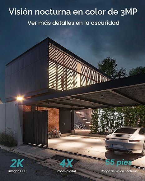 ZUMIMALL Cámara de Seguridad Inalámbrica Exterior 360° 2K — Vigilancia Inteligente con Visión Nocturna y IA