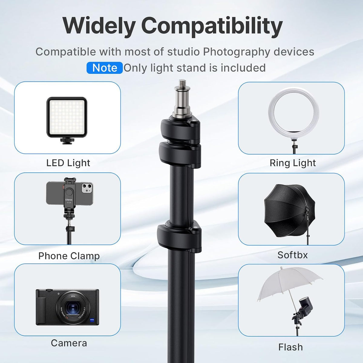 Ulanzi TT43 Soporte de luz extensible para fotografía, trípode de aluminio ajustable de 6.23 pies, trípode de iluminación de estudio portátil reversible para iluminación de salida continua