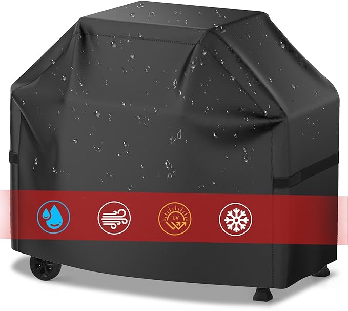 Funda para parrilla, cubierta para parrilla de barbacoa, impermeable, resistente a la intemperie, a prueba de roturas, anti-UV, resistente a la decoloración, con correa de velcro ajustable, cubierta para parrilla de gas