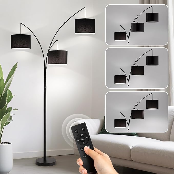 Lámpara de Pie 3 Luces | Control Remoto | 2400LM | Pantallas Negras | 80" | ⚠️ No Incluye Difusores de Luz