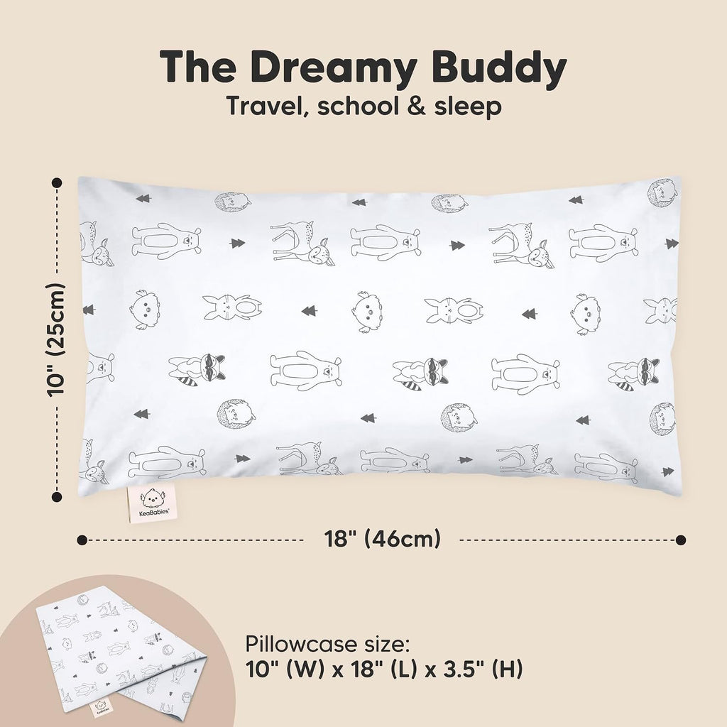 Almohada para niños pequeños con funda - 10x18 My Little Dreamy Almohada de viaje para niños pequeños para dormir, funda de almohada pequeña de algodón orgánico, suave y transpirable, lavable