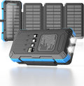 Kepswin Solar Charger Power Bank 49800mAh with 4 Built-in Cables & 3 Foldable Panels, PD22.5W Fast Portable Phone Charger, External Battery Pack with USB-C in/Output & Flashlight for Outdoor Camping