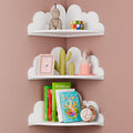 Juego de 3 estantes flotantes Beskadi Cloud, forma de nube, blanco