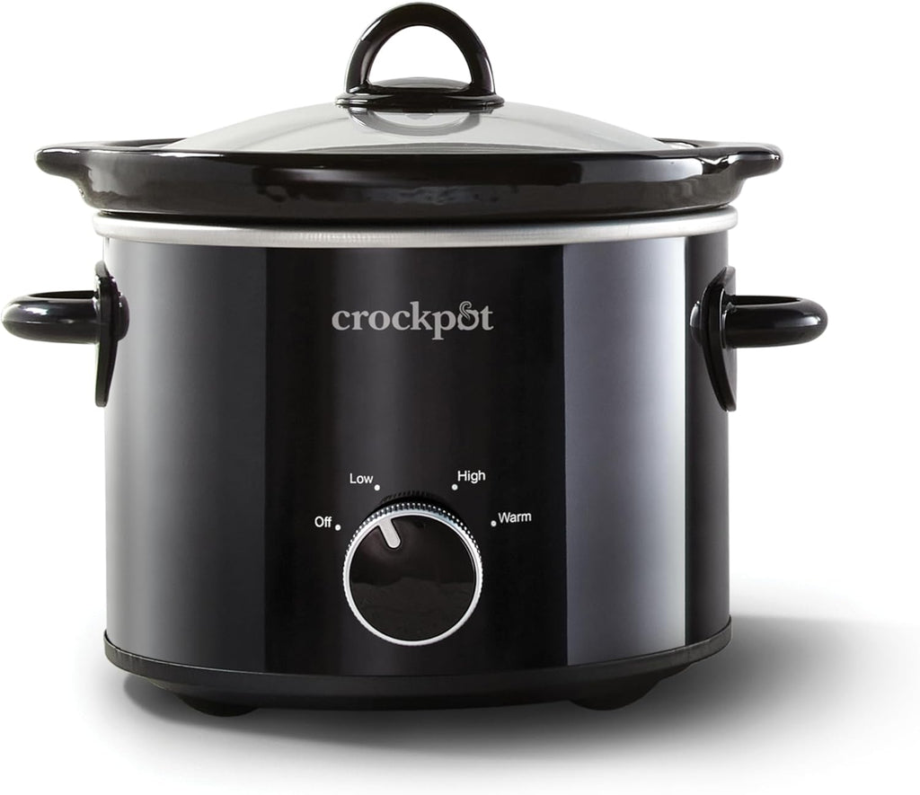 Olla de cocción lenta manual Crock-Pot de 2 cuartos, para 2 o más personas, ideal para comidas ligeras, salsas y guarniciones; recipiente de cerámica extraíble apto para horno y lavavajillas, color negro 