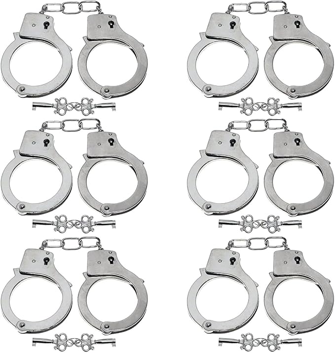 Esposas Metálicas Liberty Imports 6 Pack – Acero Inoxidable con Llaves para Fiestas y Disfraz