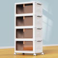 Contenedores de Almacenamiento Plástico de 4 Niveles YFXCVSL con Tapa 652 ml, Contenedores de Almacenamiento Apilables con Ruedas, Cajas de Almacenamiento Plegables, Organizadores y Almacenamiento para Sala de Estar, Oficina, Dormitorio