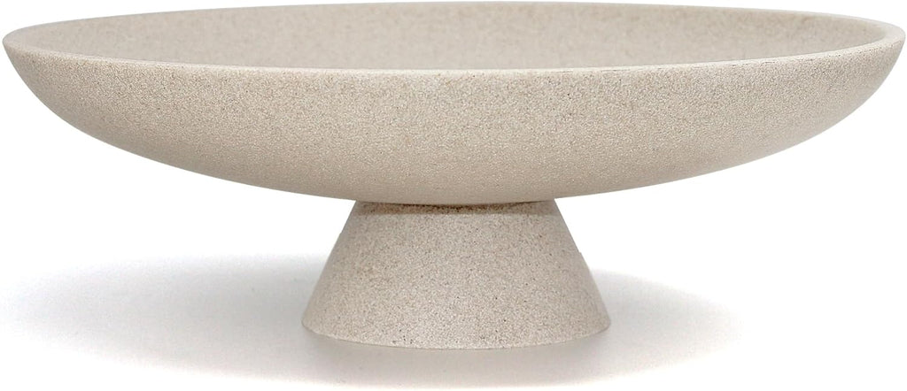 LIN CHUAN Tazon Decorativo Grande | Cuenco de Resina Moderno con Pedestal para Decoracion del Hogar | Frutero Elegante para Cocina | Portallaves Chic para Entrada | Gris