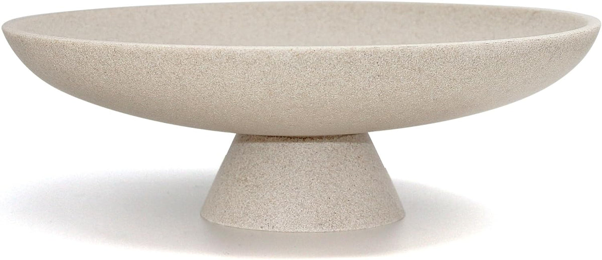 LIN CHUAN Tazon Decorativo Grande | Cuenco de Resina Moderno con Pedestal para Decoracion del Hogar | Frutero Elegante para Cocina | Portallaves Chic para Entrada | Gris