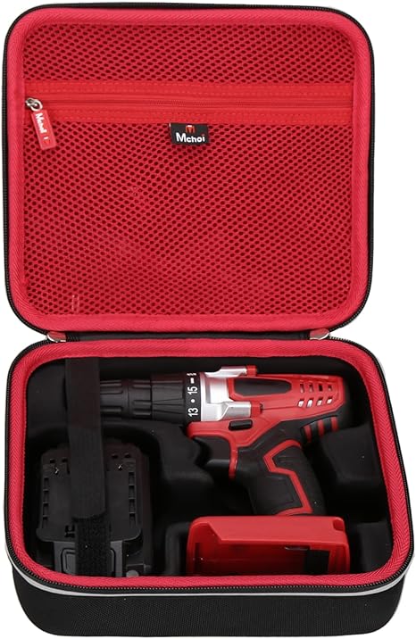 Mchoi Estuche rígido portátil para juego de taladro inalámbrico A-viD 20V MAX de iones de litio, portabrocas sin llave de 3/8 pulgadas, 16 posiciones y 22 brocas de taladro/destornillador, solo funda