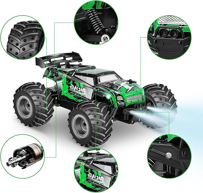 Carro de Control Remoto 1:18 Todo Terreno | Luces LED y 2 Baterías Recargables