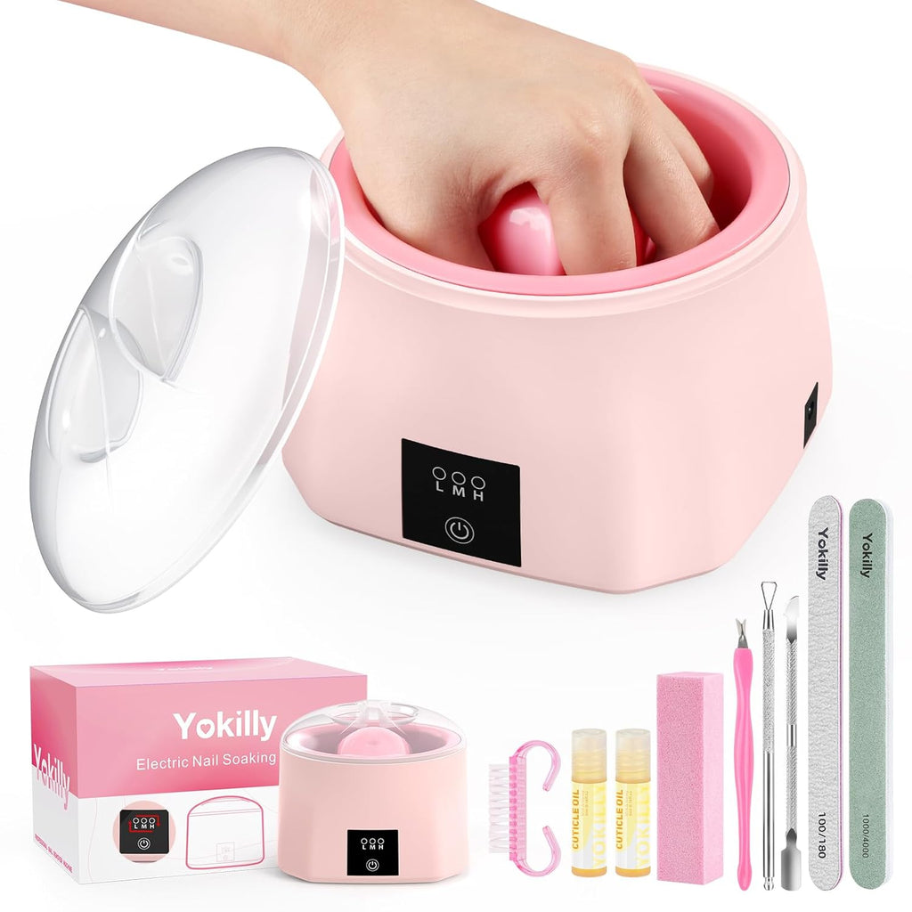 Yokilly Nail Soaking Bowl Heated: Three-Level Temperature Control Nail Soak Off Bowl for Nail Enthusiasts Beginner - Electric Manicure Nail Remover Bowl 50% Faster for Home Salon
