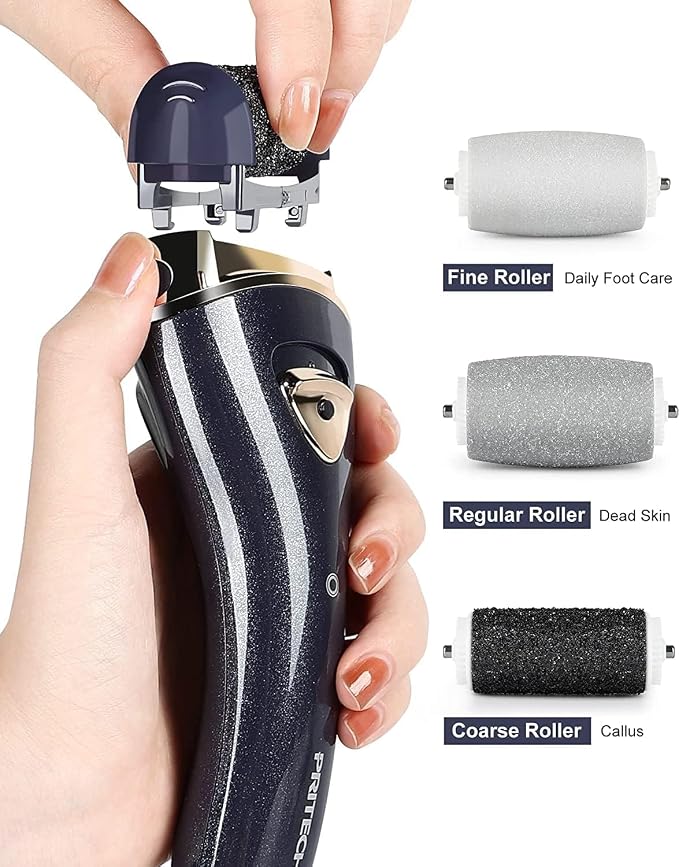 Removedores eléctricos de callos para pies, recargables, herramientas electrónicas portátiles de pedicura, kit de eliminación de callos eléctrico, cuidado profesional de pies de Pedi para piel seca y agrietada, regalo ideal (negro)