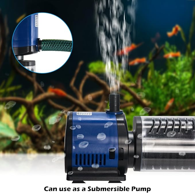 Bomba de estanque de filtración de 660 GPH, bomba de agua sumergible de sumidero con filtro de esponja, 8 pies de elevación alta, silenciosa para acuario e hidroponía, protección contra quemado