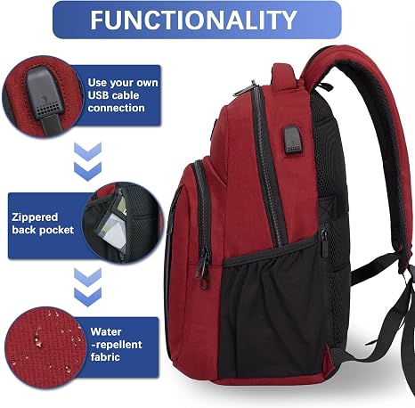LARIPOP Mochila para portátil de 15.6 pulgadas, 30 L, ligera, Oxford de viaje, negocios, para hombres y mujeres, bolsa de computadora resistente al agua con carga USB, bolsillo antirrobo, correa de equipaje, respaldo acolchado ergonómico