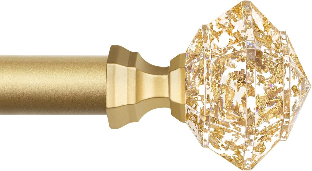 Varilla de Cortina Ajustable TONIAL con Remate Diamante Traslúcido – Color Dorado | Para Ventanas