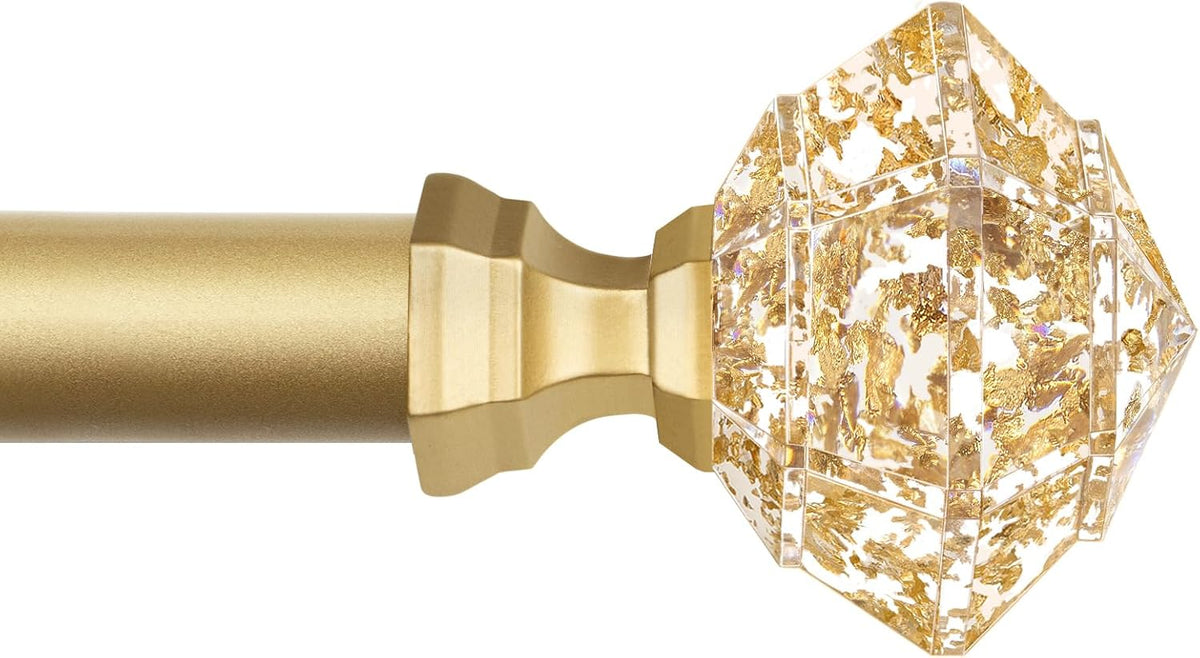 Varilla de Cortina Ajustable TONIAL con Remate Diamante Traslúcido – Color Dorado | Para Ventanas