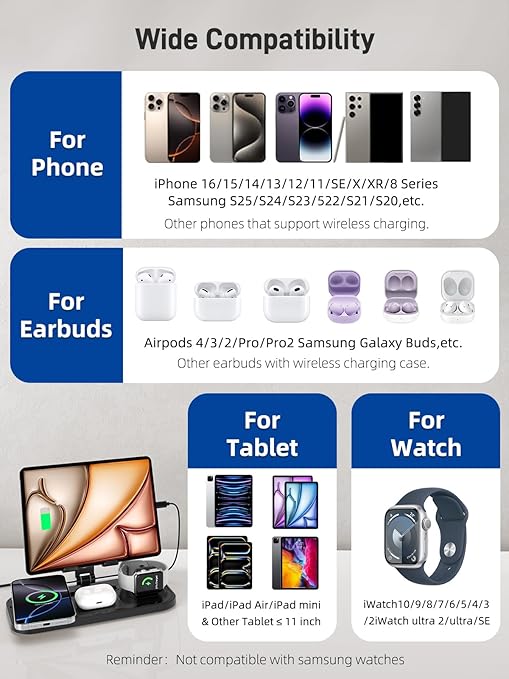 Cargador Inalámbrico 4 en 1 Apple | iPhone 17/16/15 | AirPods Pro 2 | iPad | Apple Watch