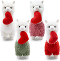 Motionchic 4 Pcs Valentine's Day Love Stuffed Plush Gift, Cute Alpaca Stuffed Plush, Animal Love Toys with Holding Heart Sweet Romantic Valentines Hugging Gift for Couples Wife Husband