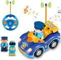 Pup Go Coche de policía a control remoto para niños de 18 meses en adelante, auto de policía con sirena y luz intermitente, 2 muñecas intercambiables extraíbles, juguetes de control remoto para niños