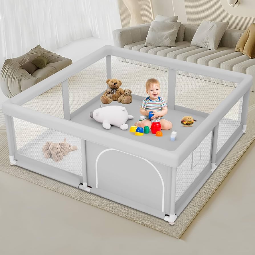 corral de juego infantil rectangular de estructura tubular