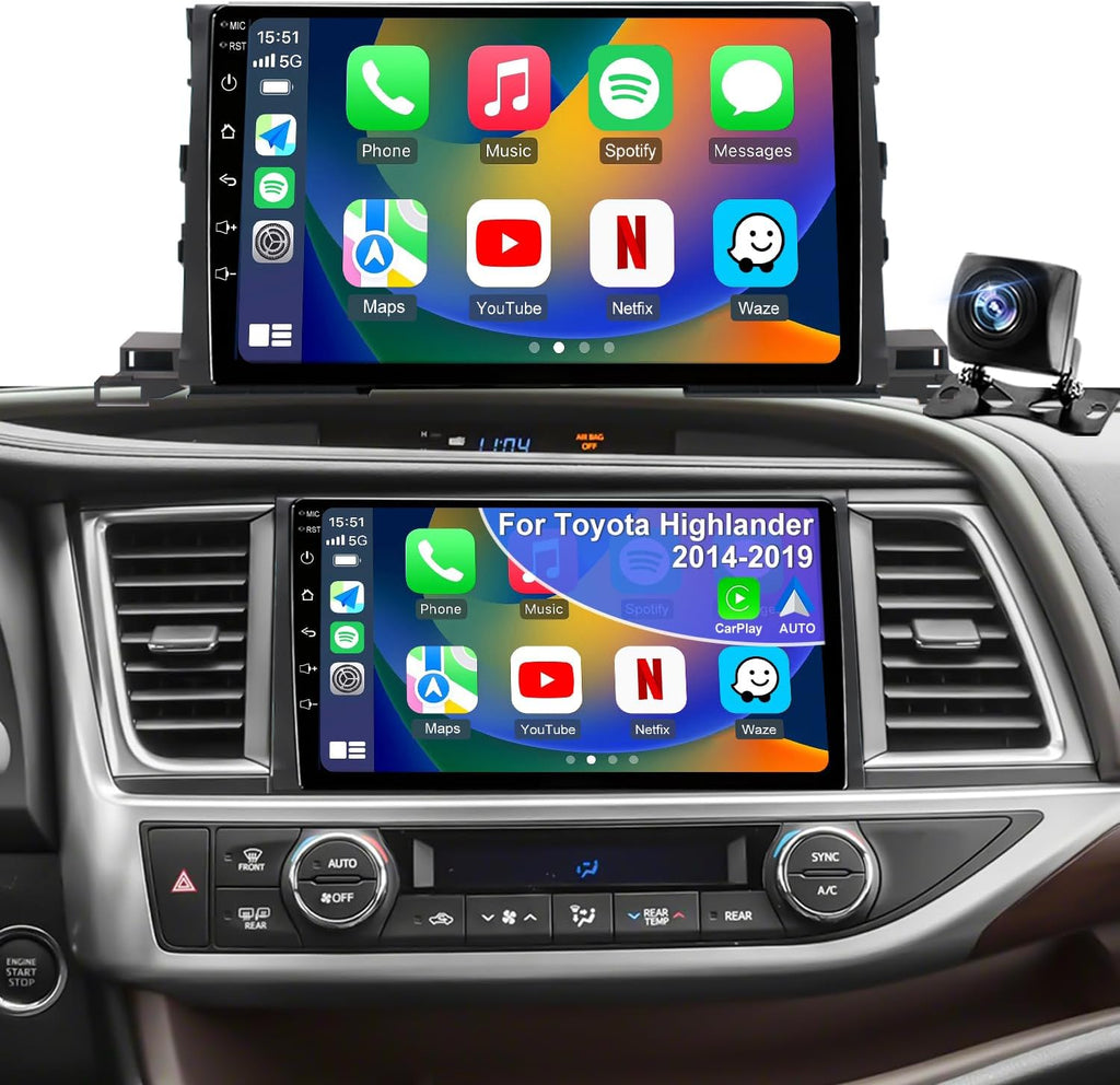 Radio Android para Toyota Highlander 2014-2019 – Pantalla 10.1", 4 Núcleos, 64 GB, WiFi 5G, GPS, Bluetooth