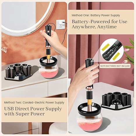 Limpiadora Eléctrica de Brochas de Maquillaje | Lava y Seca en 30 seg | USB y Batería
