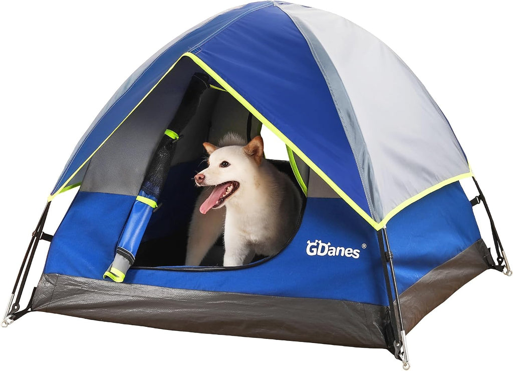 Tienda de campaña azul para perros GDanes - Cama portátil para perros de interior/exterior con almohadilla suave para perros grandes, 42 x 42 x 32 pulgadas