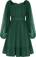 GRACE KARIN Vestido de niña con volantes y capas, manga larga, lunares suizos, corte A fluido, 6-14 años 