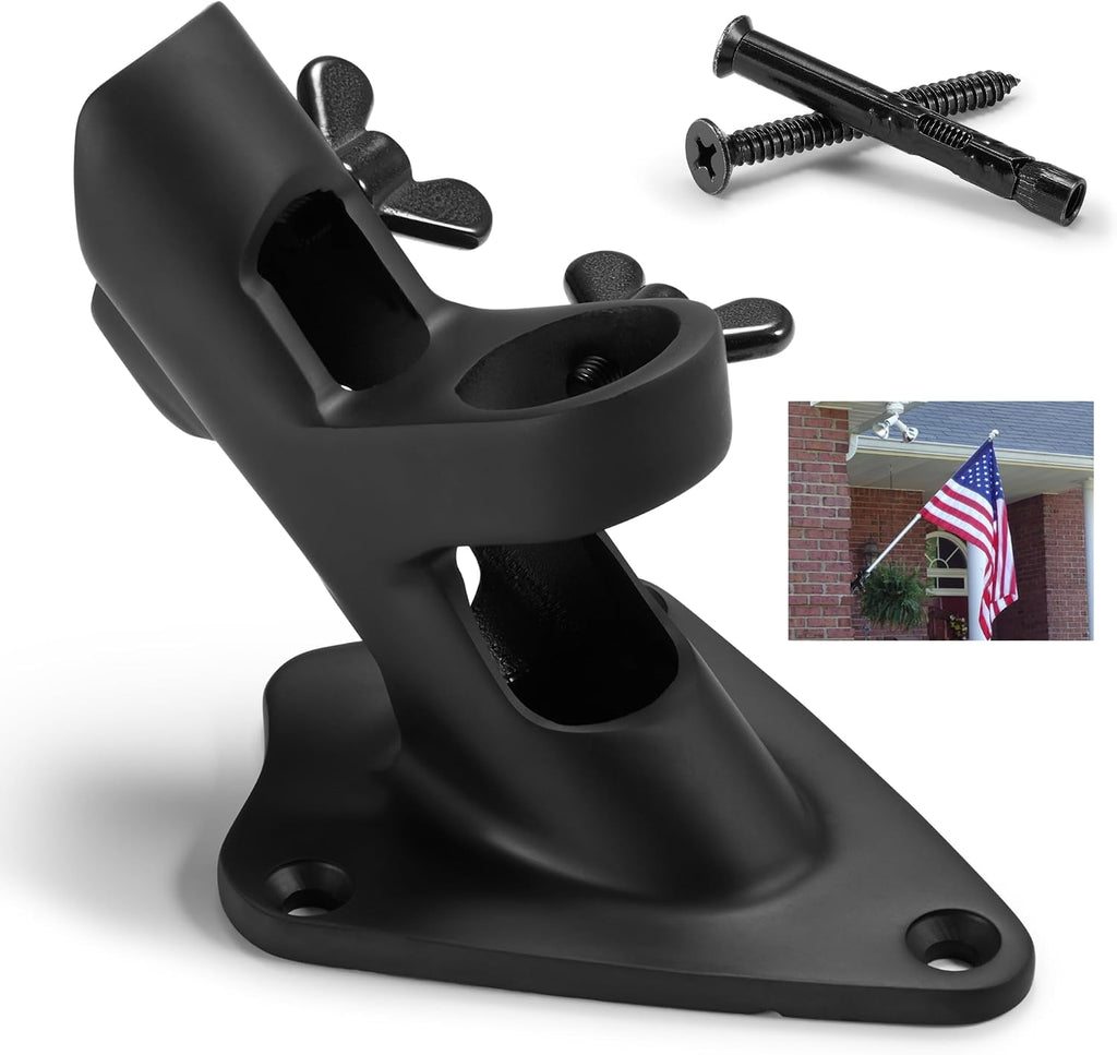Soporte para Asta de Bandera Acero Inoxidable 316 – Sin Tornillos, Montaje en Hormigón y Ladrillo, Negro