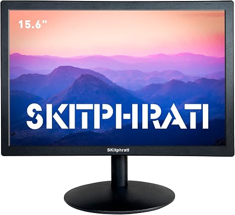 Monitor LED SKitphrati 15.6 Pulgadas | FHD 1080P VA | 99% sRGB | HDMI VGA | Soporte VESA | Negro
