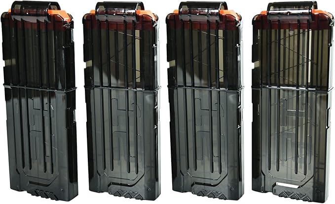 HONGCI 4 cargadores de recarga rápida para pistola de juguete Nerf Elite Series, cartuchos de munición para 12 dardos Nerf ( 4 negros)