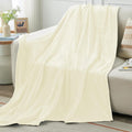 Cobija de Forro Polar KMUSET Color Crema Tamaño Twin | Manta Ligera, Suave y Acogedora de Microfibra 60x80 pulgadas